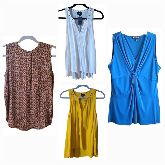 Premise Tops - Assorted Women's Size SX - S Blouses - Patterned, White, Blue, Mustard
